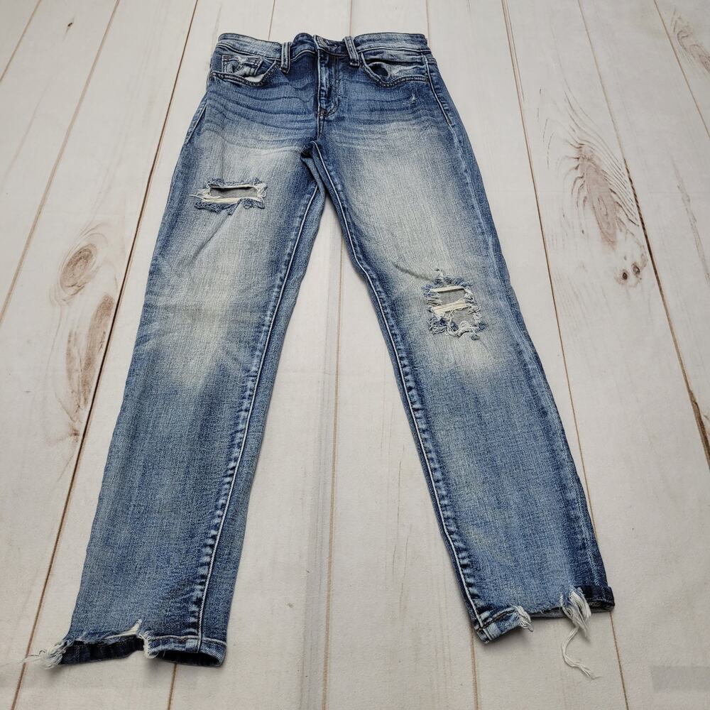 Willow + Root The Everyday Jeans slim straight distressed boho 26